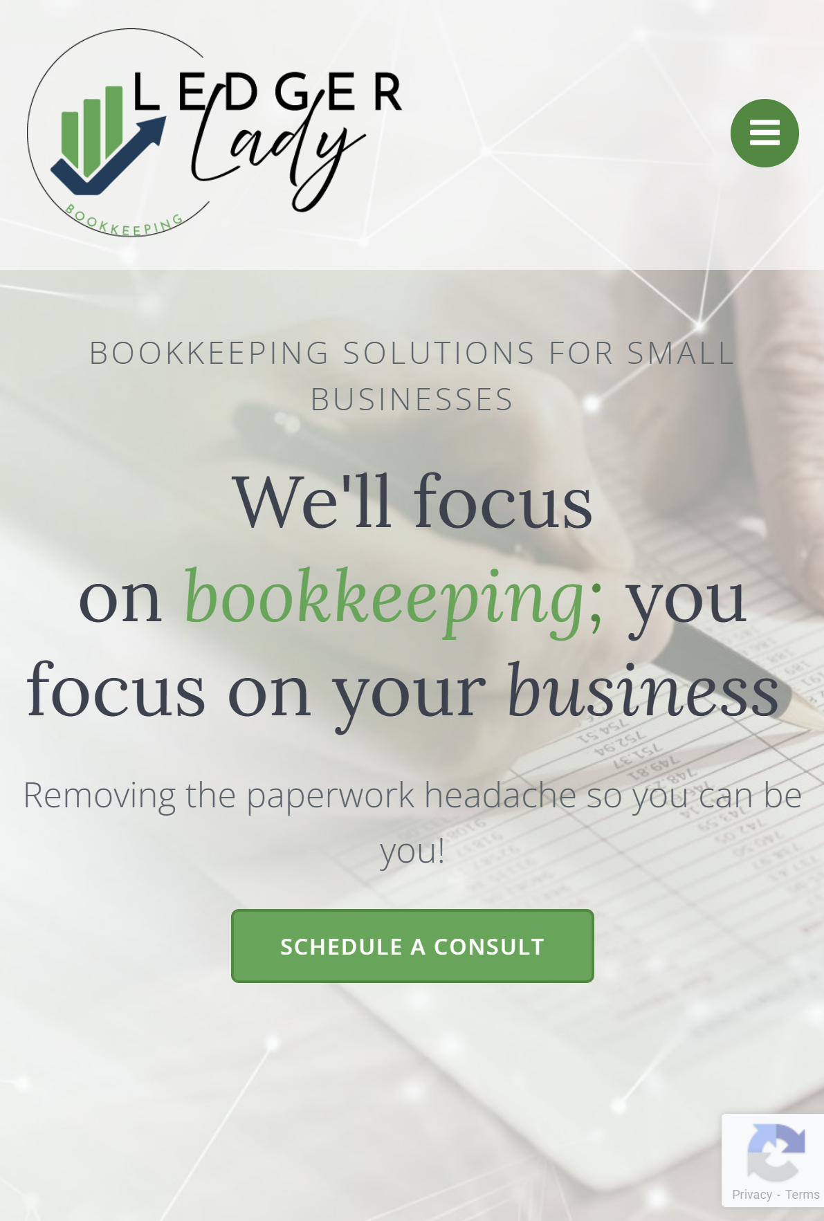 Ledger Lady Bookkeeping website designed by Bastian Marketing