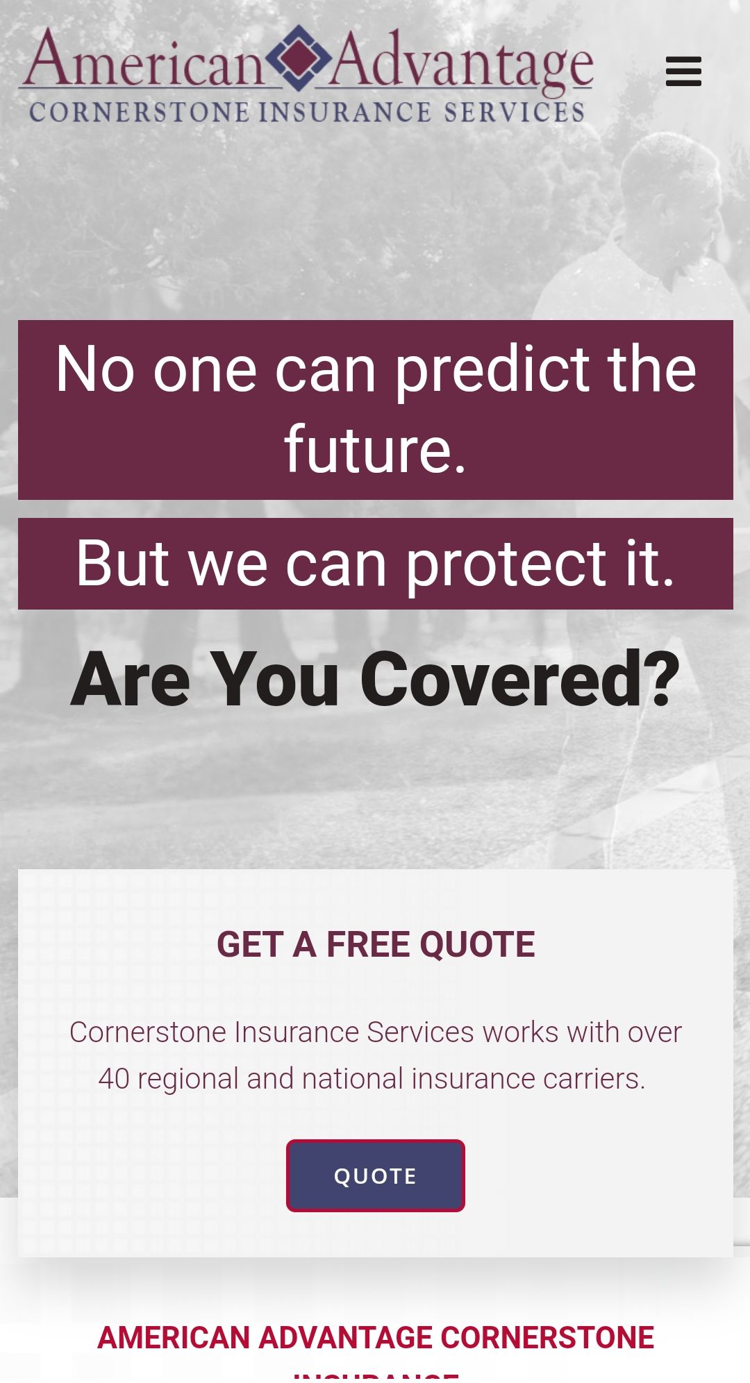 Cornerstone Insurance Website created by Bastian Marketing