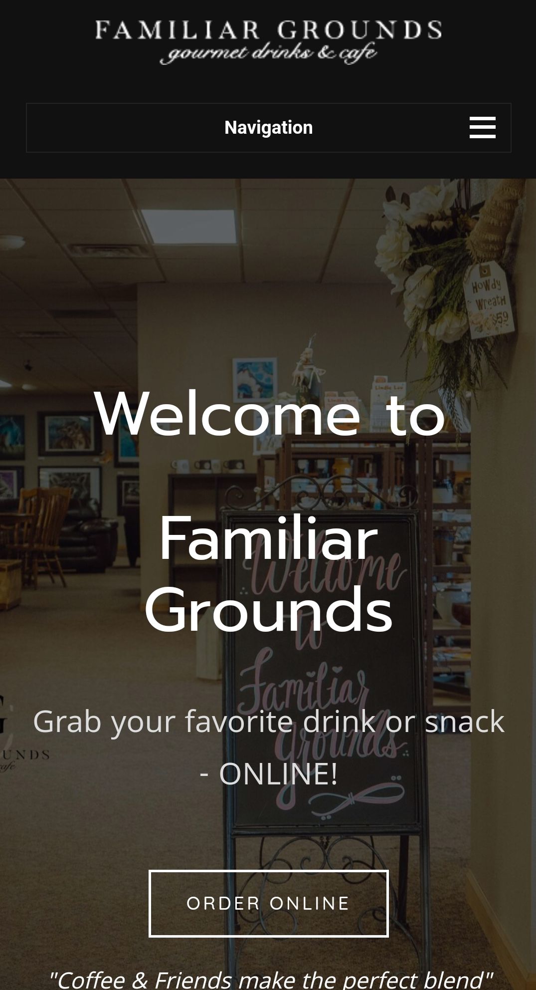 Familiar Grounds Website created by Bastian Marketing