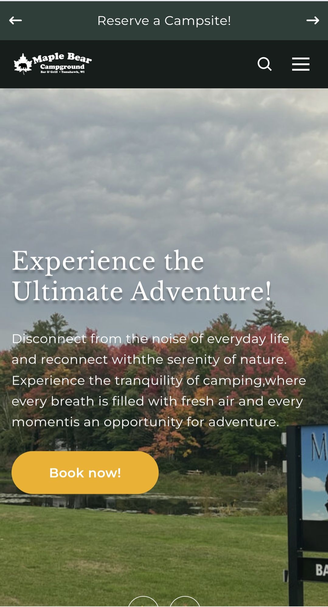 Maple Bear Campground Website by Bastian Marketing